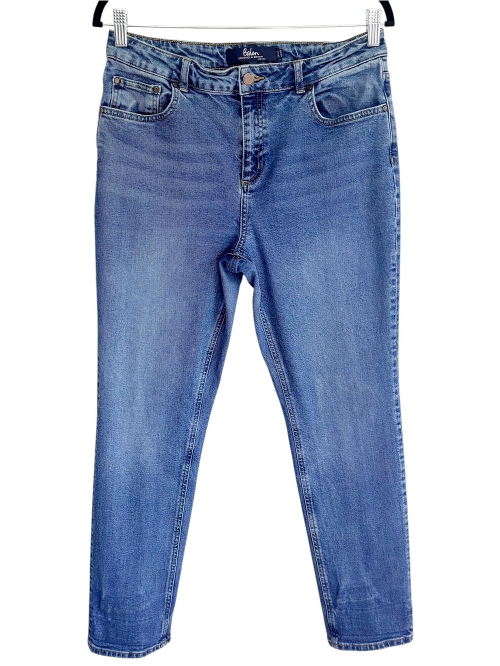 BODEN Cavendish Girlfriend Jeans 10 High Rise Straight Leg Cropped Medium Wash